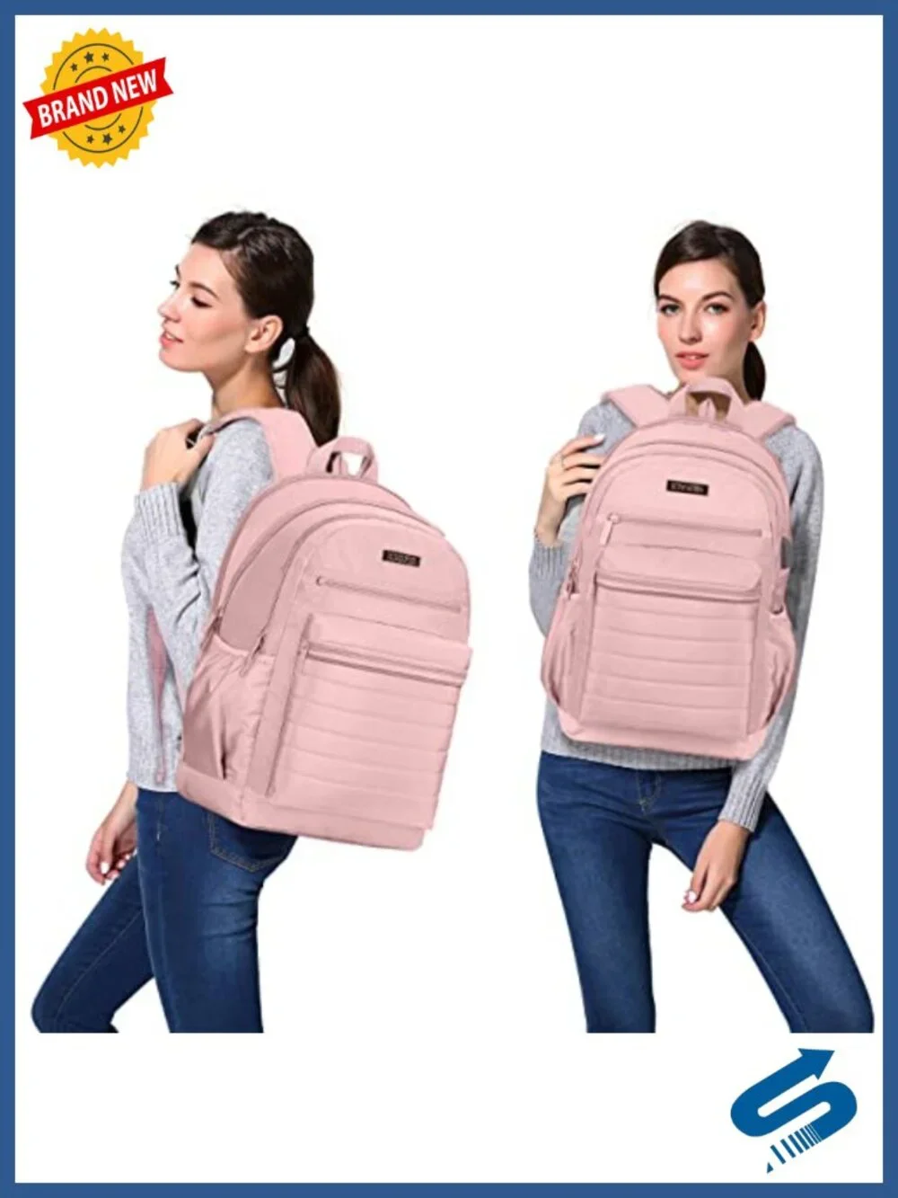 Water-Resistant Laptop Backpack with Anti-Theft Pocket and Luggage Strap